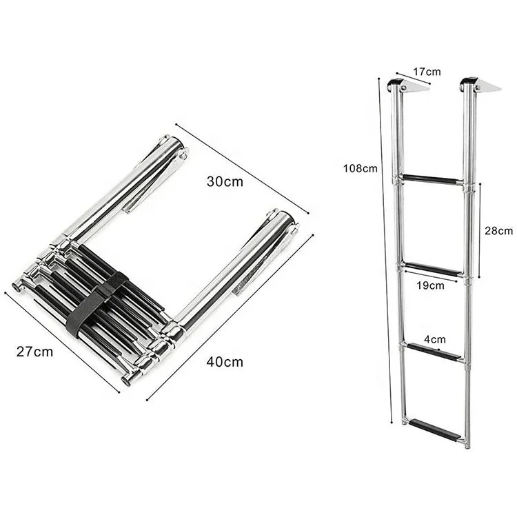 

4 Step Ladder Stainless Steel Telescoping Extendable Ladder Marine Boat Swim Ladder for sale Australia, Silver