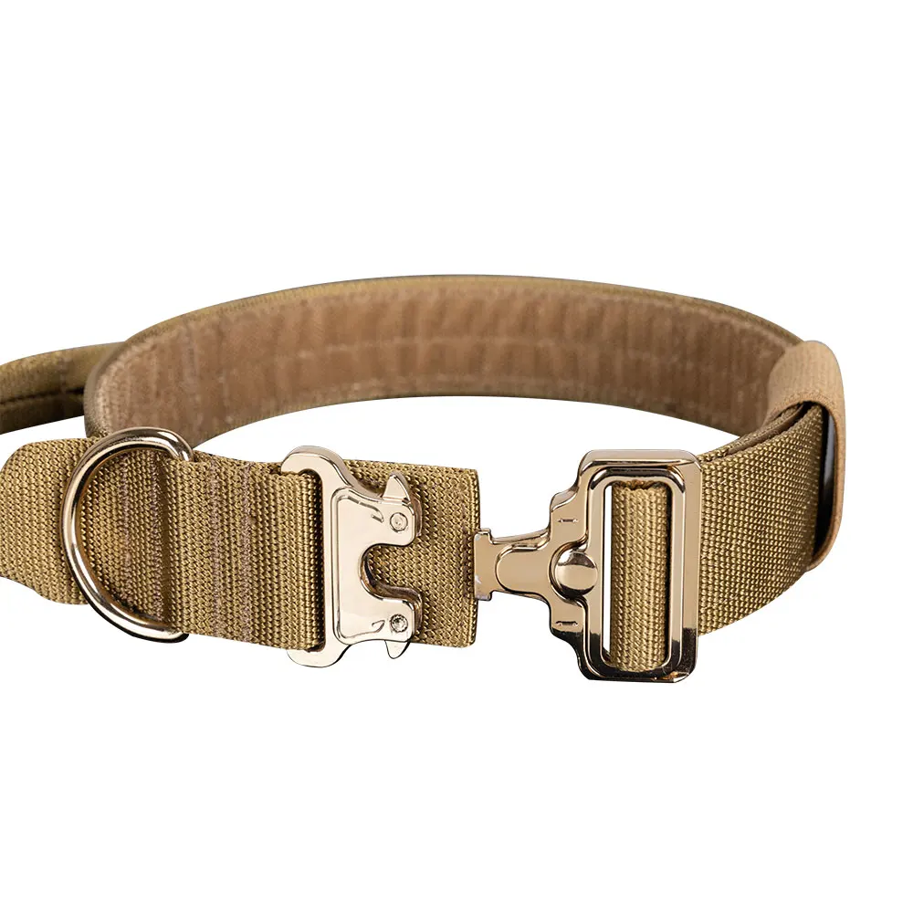

Tactical weighted heavy duty nylon dog dog training collar with rose gold buckle, Blk cob