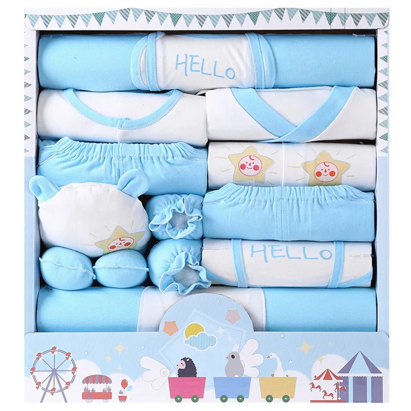 

Queena 18 pieces of baby clothes newborn gift box star pure cotton spring and summer new born full moon baby set, Picture