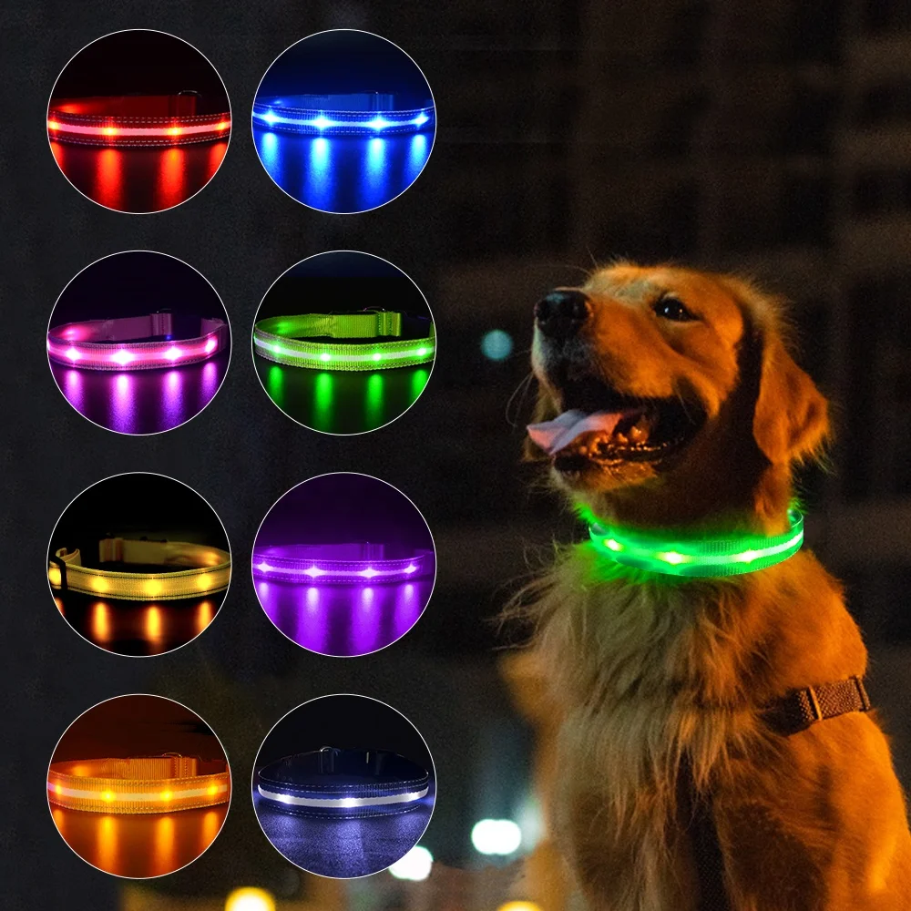 

Best Pet Led Dog Collar Waterproof Usb Rechargeable Nylon Flashing Light Up Led Dog Collar, Red,blue,green,orange,yellow,white,and pink