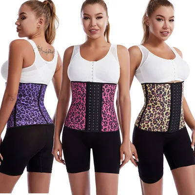 

2021 Popular Leopard Waist Trainer Slimming Corset Plus Size Neoprene Waist Trimmer Fitness Workout Girdle Waist Cincher Shaper