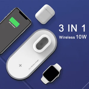 Cargador Inalambrico 3 in 1 Cell Mobile Phone 10W Fast Quick Stand Qi Pad Wireless Charger for iPhone iWatch