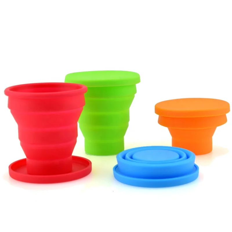 

Foldable Water Cup with Lid Silicone Outdoor Travel Gargle Cup Portable Silicone Folding Cup