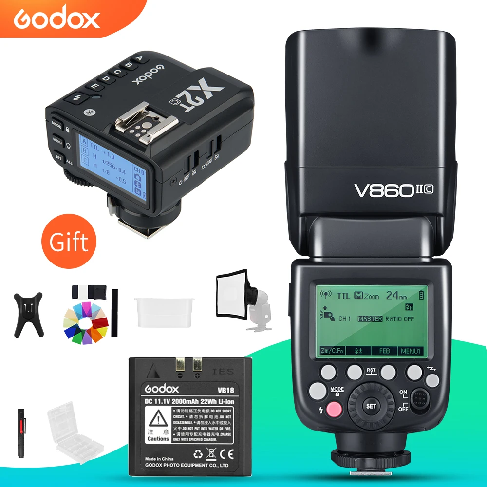 

inlighttech Godox V860II-C V860II-N V860II-S V860II-F V860II-O TTL HSS Flash with X2T-C/N/S/F/O for Fuji, Black