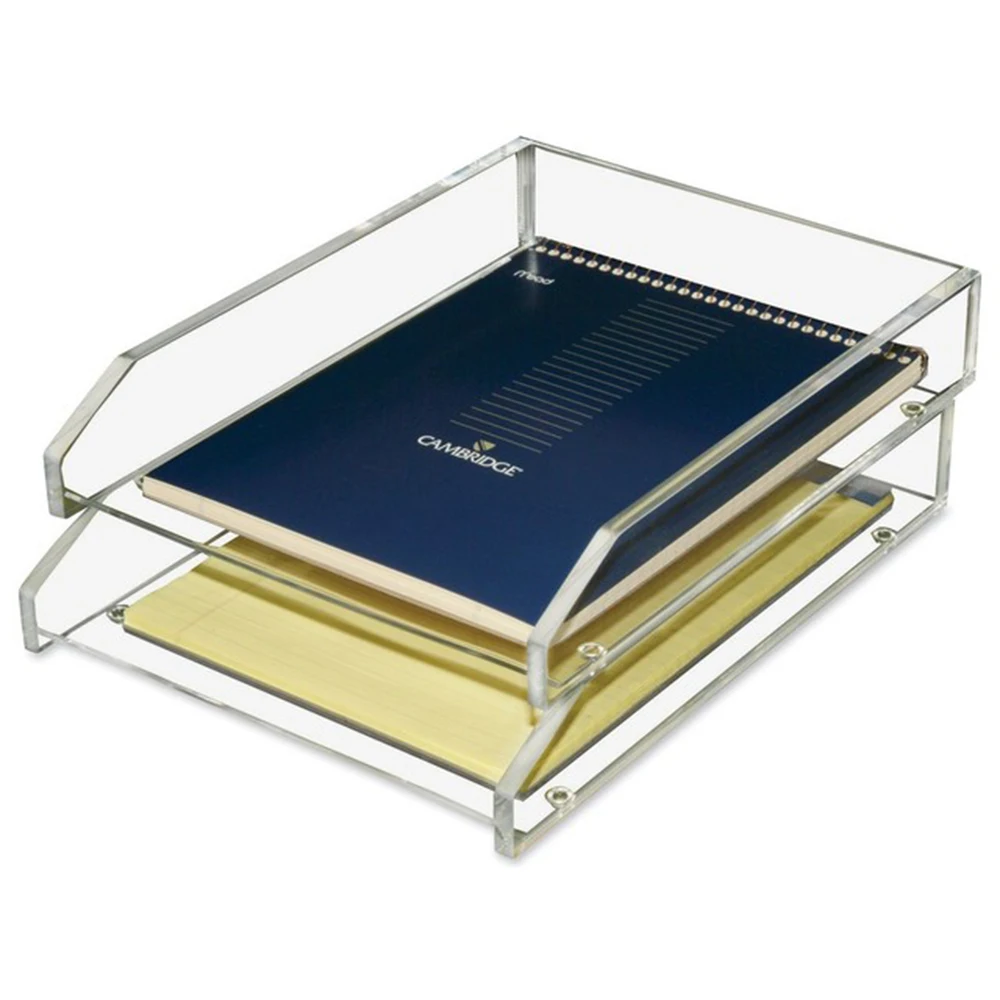 eco-friendly transparent 2 layer desk organizer acrylic file