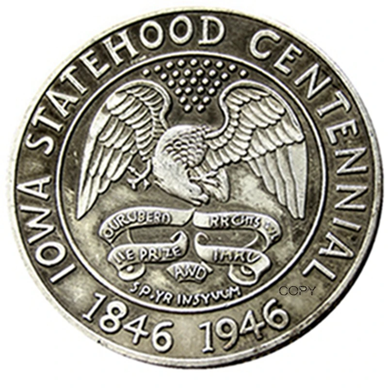 

1946 Iowa Half Dollar Commemorative Silver Plated Reproduction Decorative Coins