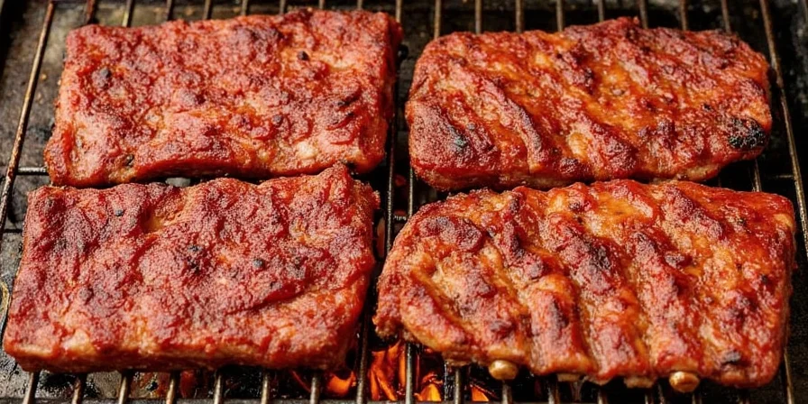 Smoked ribs on a barbecue