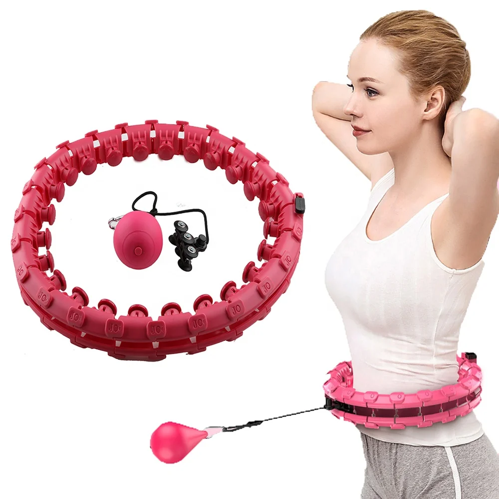 

Intelligent Counting Fitness Sport Ring Smart Sport Ring Adjustable Thin Waist Hoop Fitness Equipment Home Training, Red