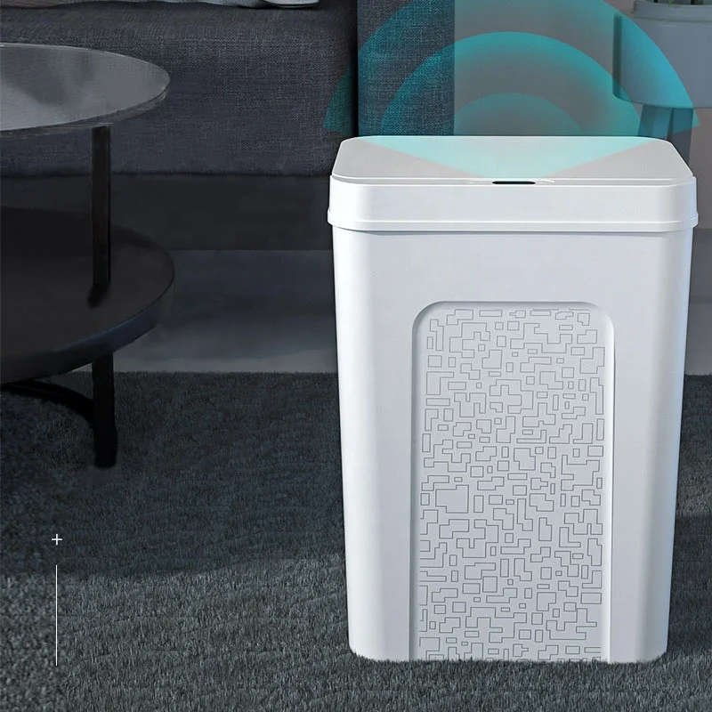 

Induction Sensor Dustbin Battery Smart Waste Bin Rechargeable Trash Can, White/ black