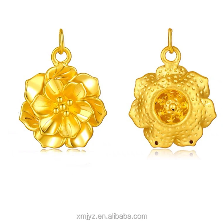 

Certified Pure Gold 999 Blooming Rich Gold Pendant Hydrogen-Free Craft Rose Necklace Pure Gold Peony Flower Pendant Wholesale