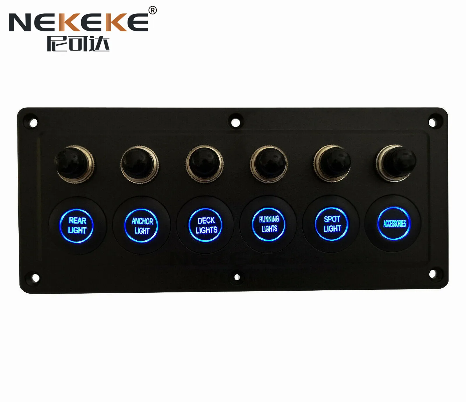 Blue Led 6 Gang Touch Sensitive Switch Panel for Car Boat Caravans 10A Breakers