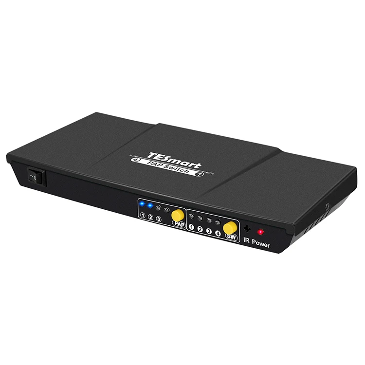 

TESmart 4x1 PAP seamless HDMI Switch Support 5 multi-view modes hdmi 4x1 quad multiviewer, Black /red/ gray