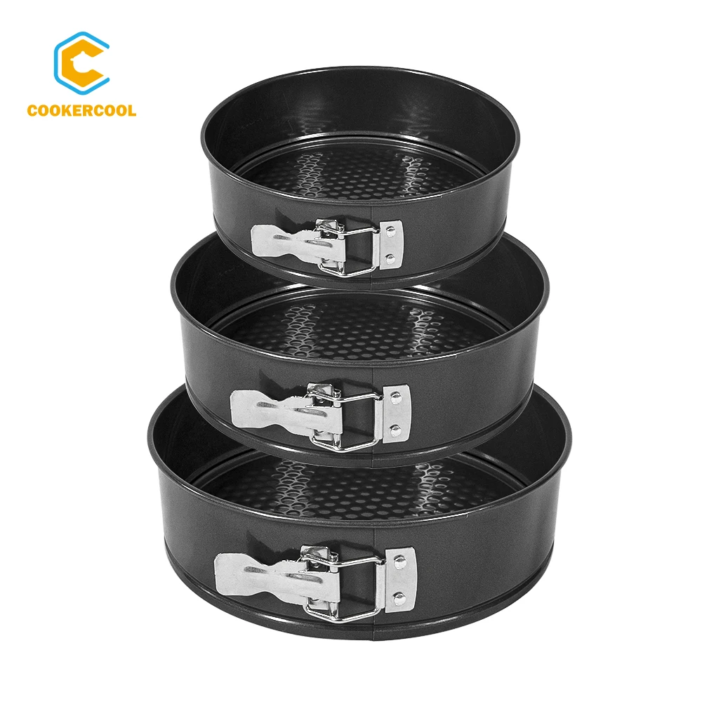 

Cookercool Amazon hot sale carbon steel nonstick round mould metal cooking baking pans for cakes, Black