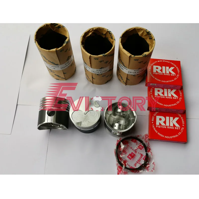 

For MITSUBISHI engine K3D cylinder liner bearing gasket piston ring overhaul rebuild kit for Iseki TU170F TU177 Tractor