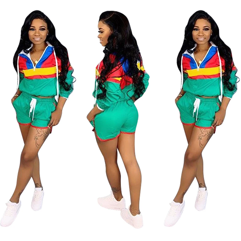 

European lake girl Fashion Colorful urban Patchwork Two Piece Women Clothing, Picture color or oem yours