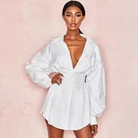 

2020 Competitive Price Lady Casual Dresses Long Sleeve Single Row Button Down Collar Women Clothing