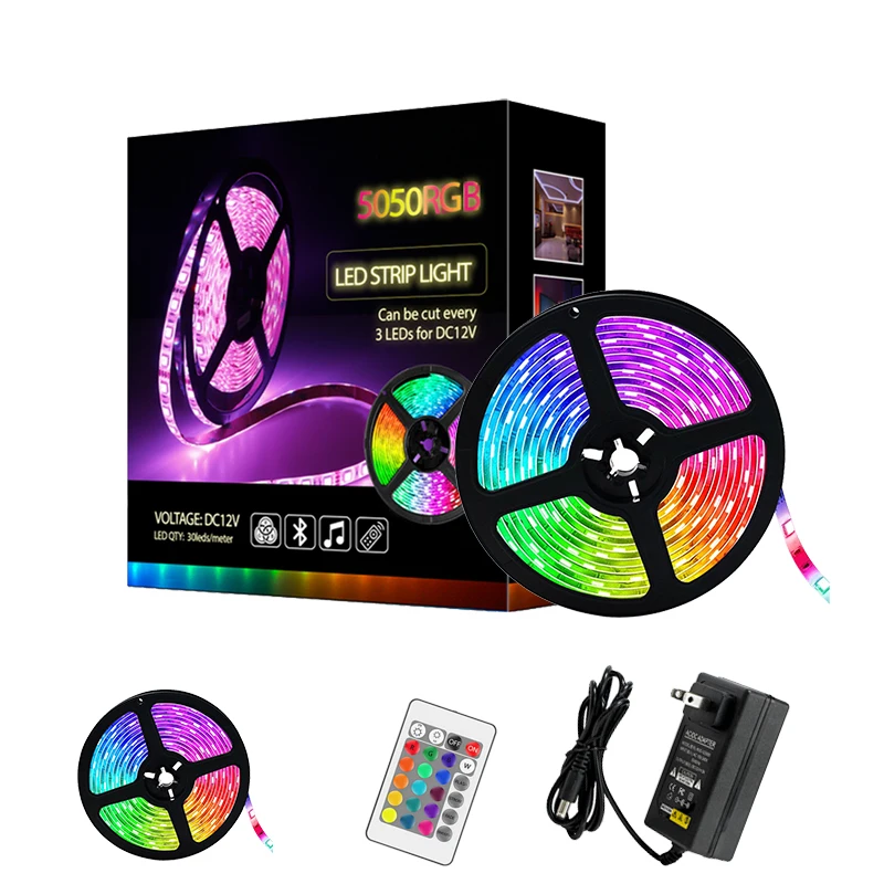 China factory new 5m 5050 RGB IP65 LED strip kit set blister packed complete set