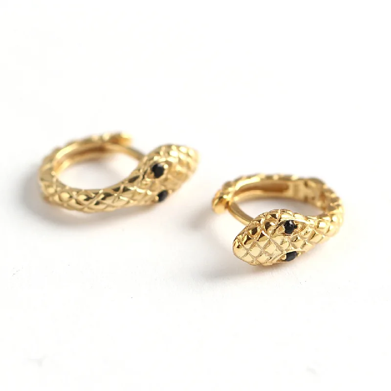 

Bijoux Shopping In online Products In Bulk Beauty Zircon Earrings 18k Gold Plated Stainless steel Huggie Snake Stud Earrings
