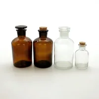 

30ml-1000ml clear or amber narrow mouth glass reagent jar with glass lid and cork