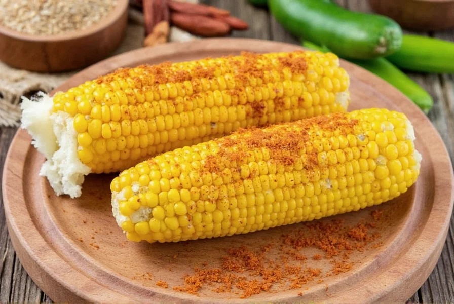Delicious plate of seasoned grilled corn
