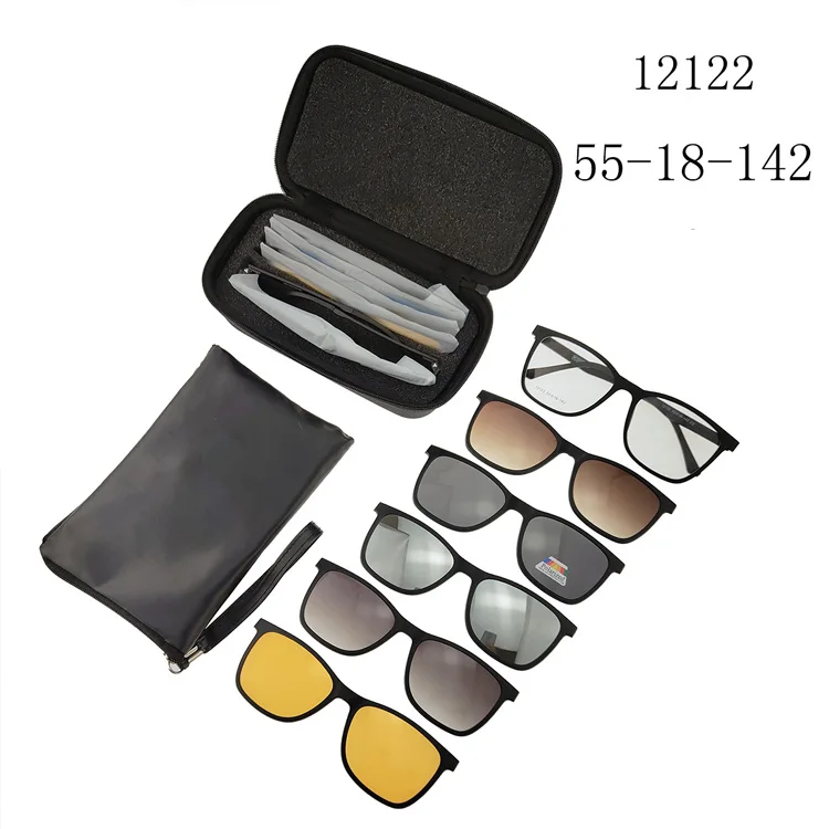 Retro Fashion Mirror Lens Eyewear 5 In 1 Clip On