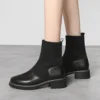 2019 New Design Nice Keep Warm Winter Black Lycra Knitted Women High Ankle Sock Boot