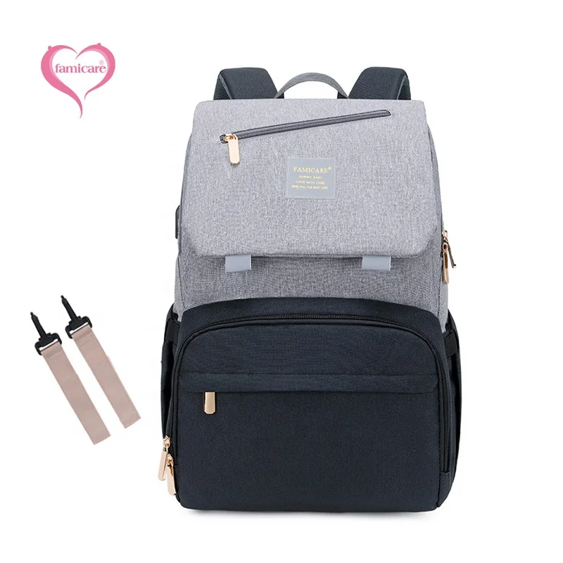 

Wholesale 2021 Popular Diaper Bags Waterproof Maternity Backpack Moms Handbag Dads USB Knapsack Baby Essential Stroller Bag New