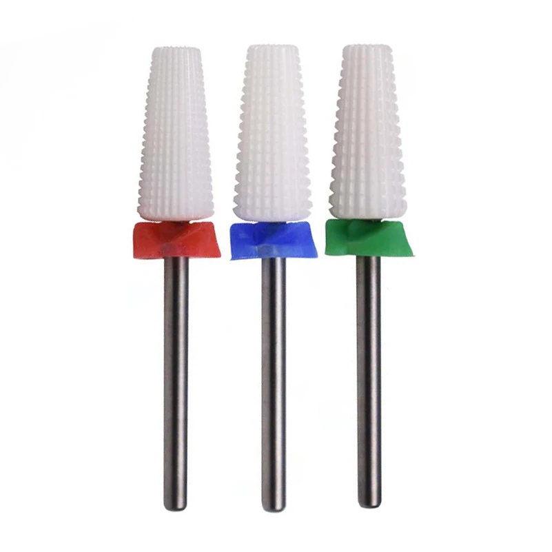 

High Quality White Drill Nail Ceramic Abrasive Best Manufacturer Cone Drill 7.0mm 5 In 1 Ceramic Nail Drill Bit