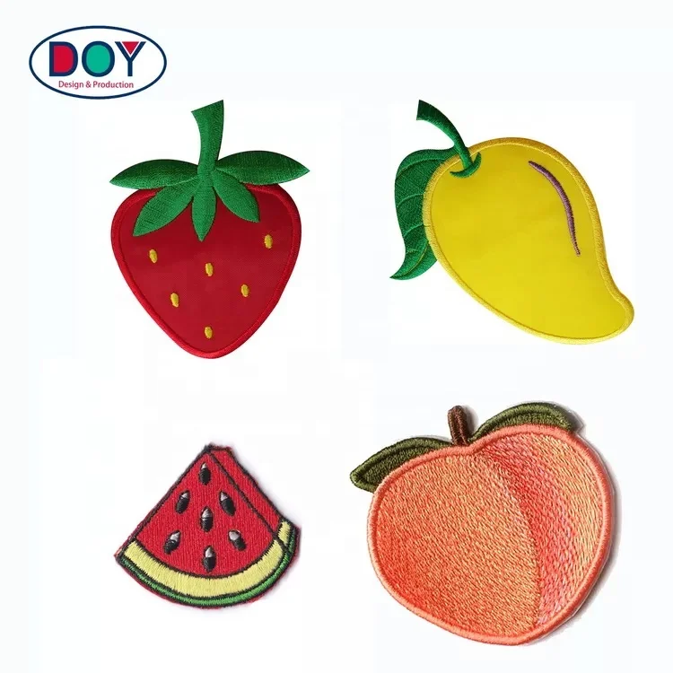 

Custom Fruit Cartoon Logo Embroidered Badges Patches for Kids Garment