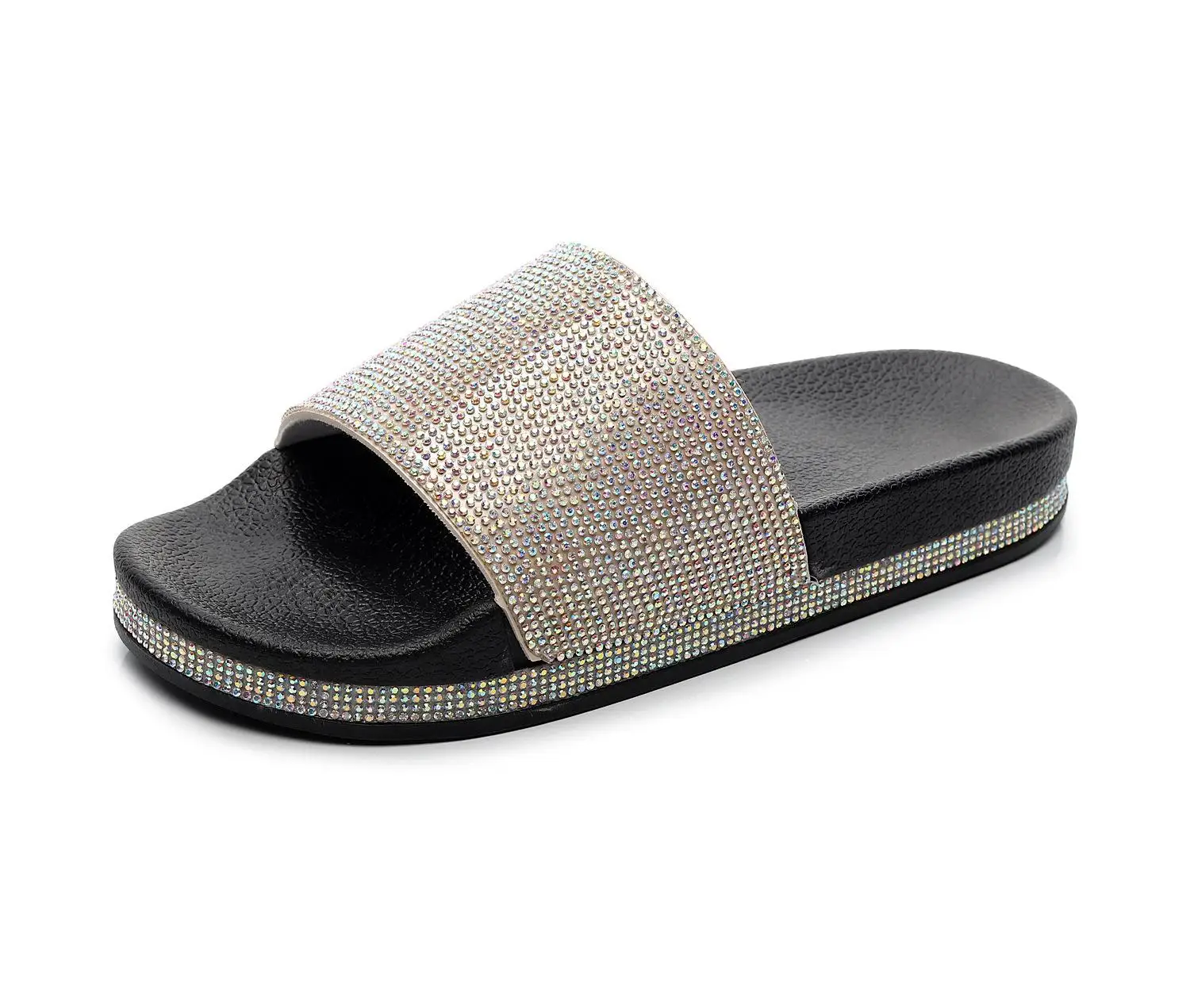 

wholesale fashion 2021 Summer factory direct casual platform luxury rhinestone slides women's non-slip slippers sandals