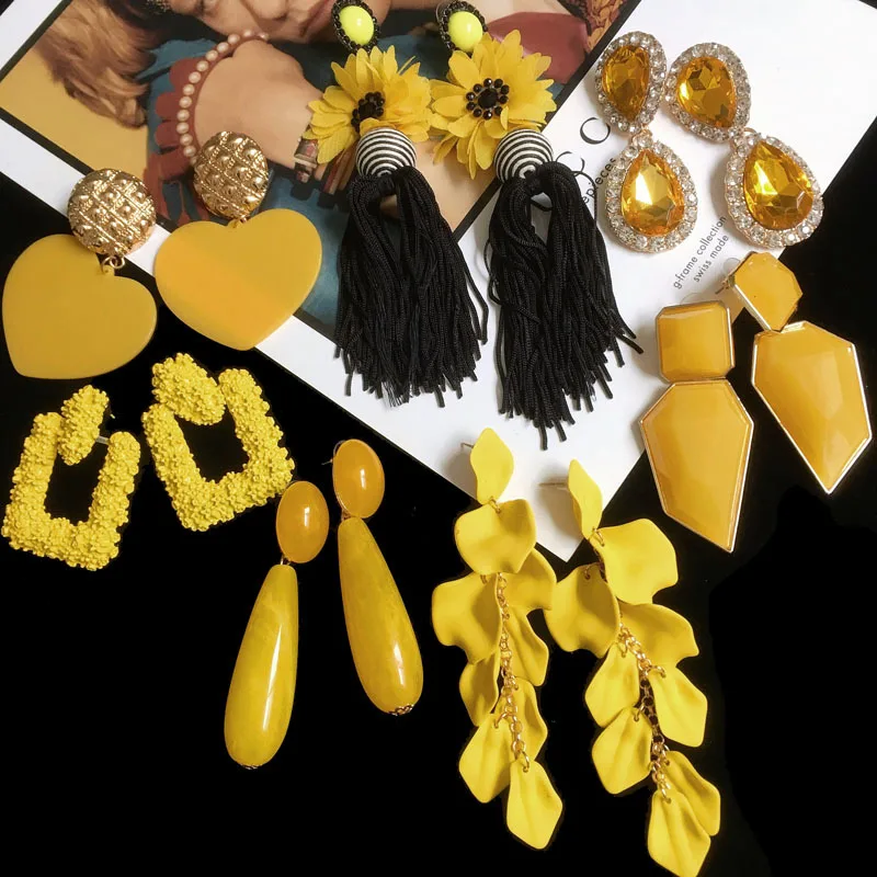 

Handmade tassel ladies yellow juwelries bohemian jewelry turkish earrings