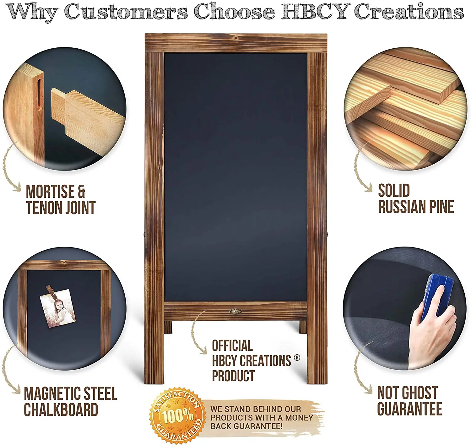 12 Inch Burnt Wood Framed Memo Chalkboard
