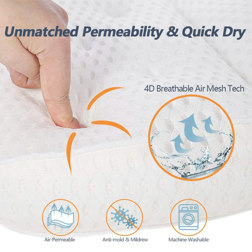 
WP03 GRS Patented product design 3D air mesh washable soft spa bath pillow 