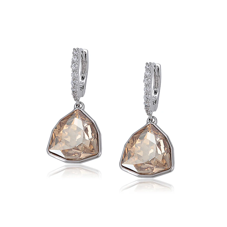 

97602 xuping jewelry elegant ladies earrings crystal simple style earrings, Rhodium color