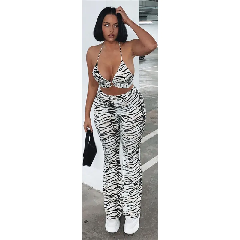 

Ladies Tracksuit Sexy Outfits Clothing Pluse Size Zebra Stripe Woman Sets Summer 2 Piece Sets Women, White black