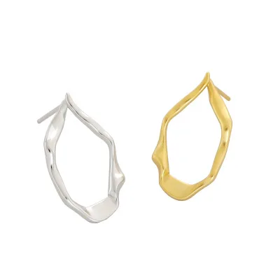 

INS Trendy 925 Sterling Silver Geometric Circle Earrings 18K Gold Plated Irregular Circle Earrings for Women