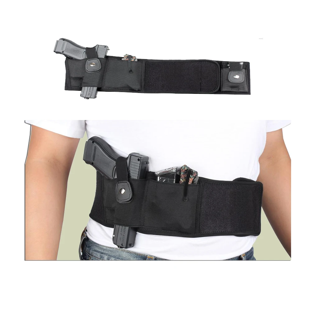 

Shero Hot Sale Concealed Belt Hostler Carry Belly Band Waist Gun Holster for Pistol Handgun Gun Bag, Black