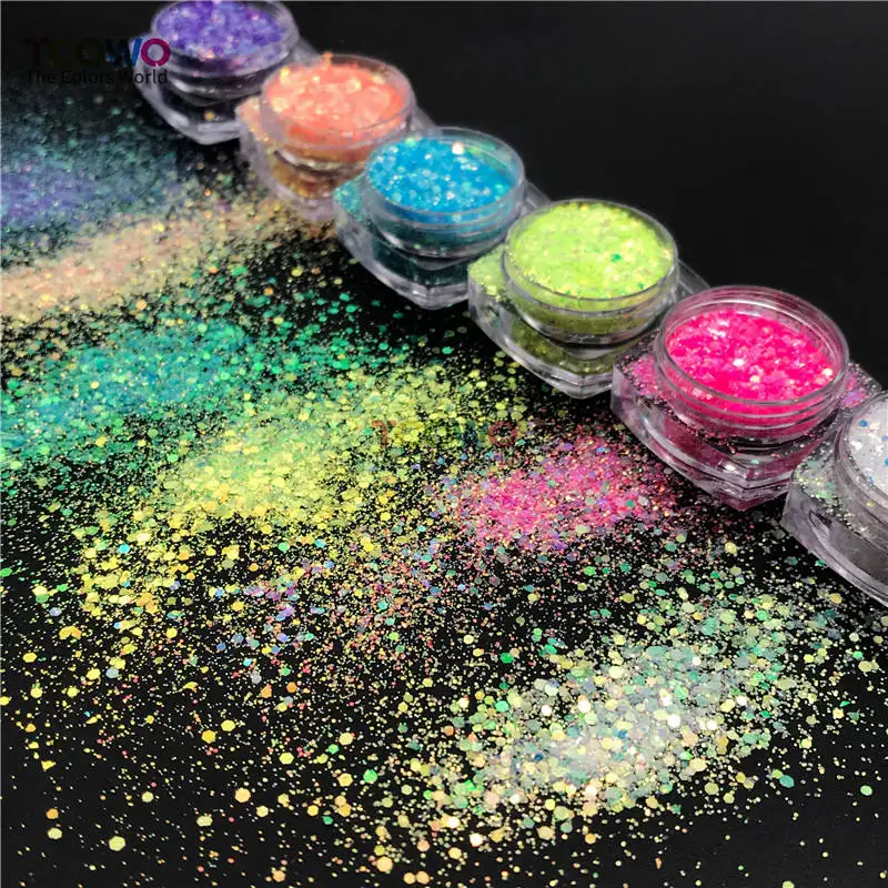 Bulk Cosmetic Color Iridescent Eye Glitter Sequin Mix Chunky Glitter for Nail Face Body Epoxy Resin Tumbler