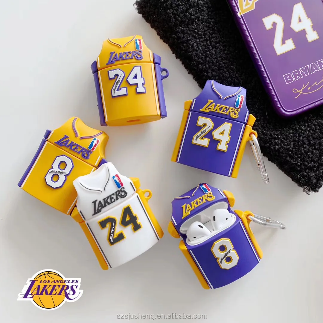 

2020 news Signature Lakers No 24 No 8Jersey silicone case For Airpods kobe Case Protection for Airpodspro case, 3 colors