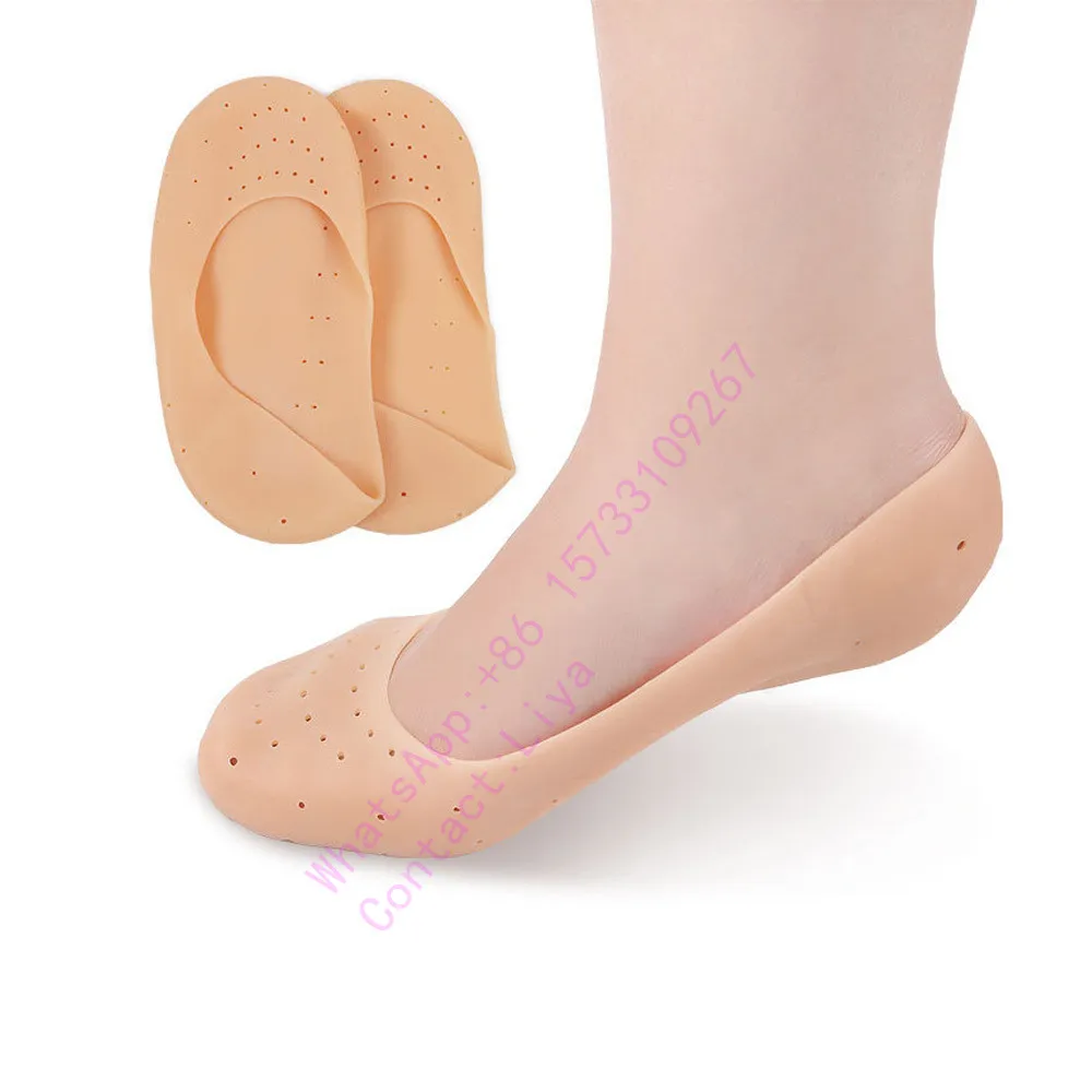 

Silicone Socks Heel Moisturizing Socks Cracked Treatment Protector for Dry Hard Cracked Feet, Pink,white,skin