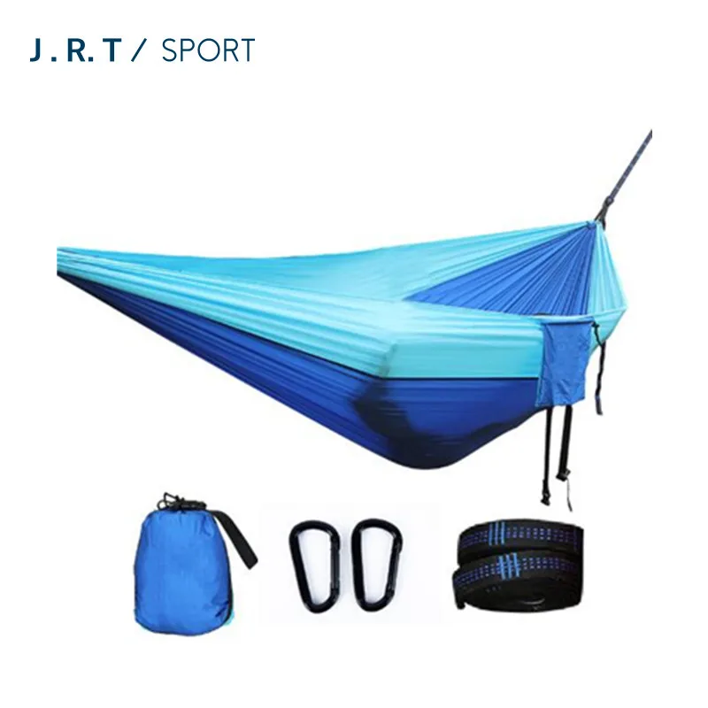 

High Quality Outdoor Hammock With 2 Straps 2 Carabiner Travel Hunting Portable Sleeping Bed Portable Parachute Nylon Hammock, Support customized color