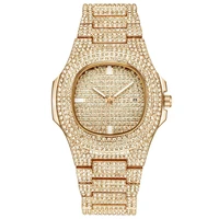 

Mens Watches Luxury Brand Fashion Diamond Date Quartz Watch 18k gold iced out watch