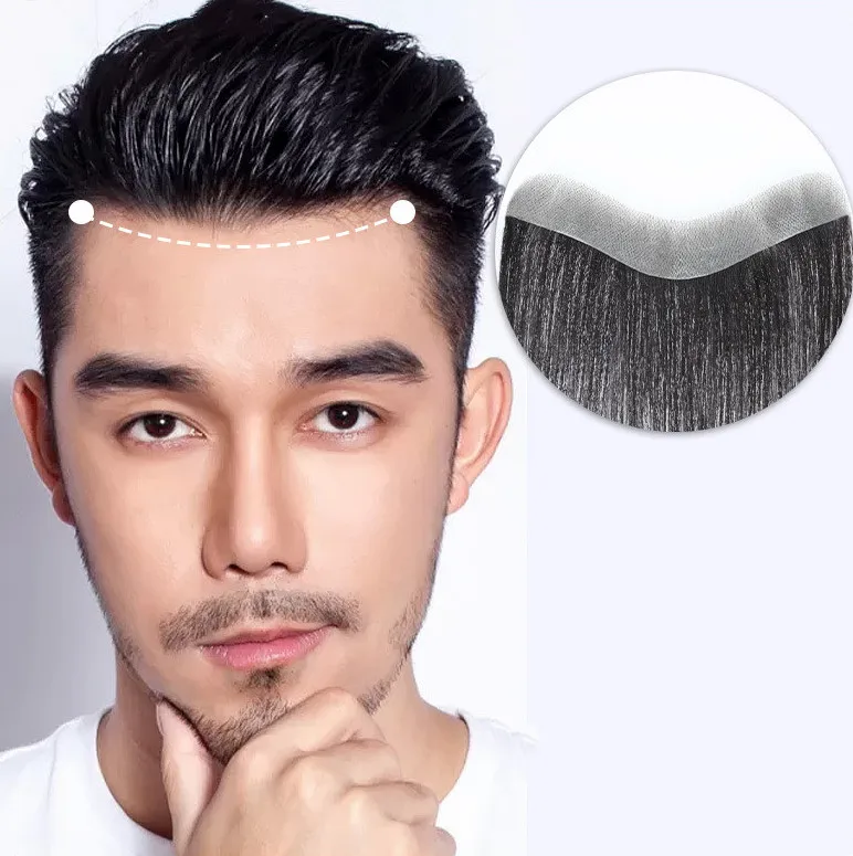 

Wholesale Ready Stock Invisible And Natural Hairline Hand Tied Human Hair Toupee For Man