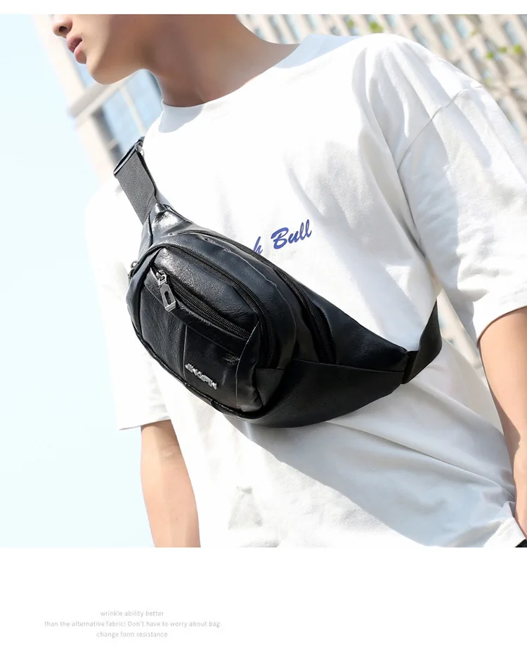 

men Vintage Waist Bag Fanny Pack With PU Leather Belt, Can be choose