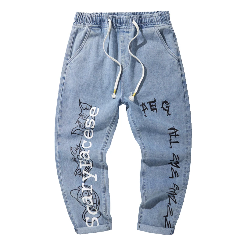 

Wide Leg Straight Street Graffiti Series Pantalones Jean De Hombres Extra Large Jeans