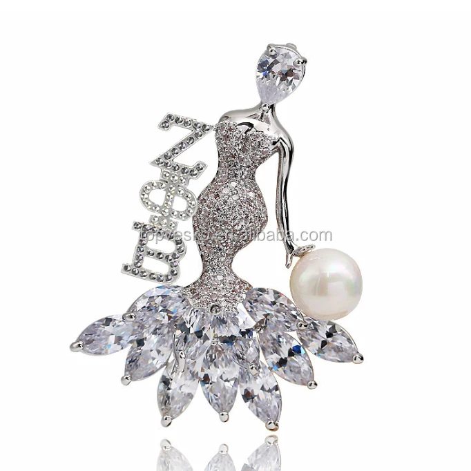 

Topvesko Newest 2021 High Quality Fashion Jewelry Zeta Phi Beta Elegant Pearl Pin Finer Women Rhinestones Lady Brooch, Picture