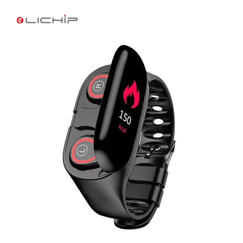 

LICHIP L274 earbuds android smart watch smartwatch m1 earphone reloj inteligente audifono with earphone, Black,