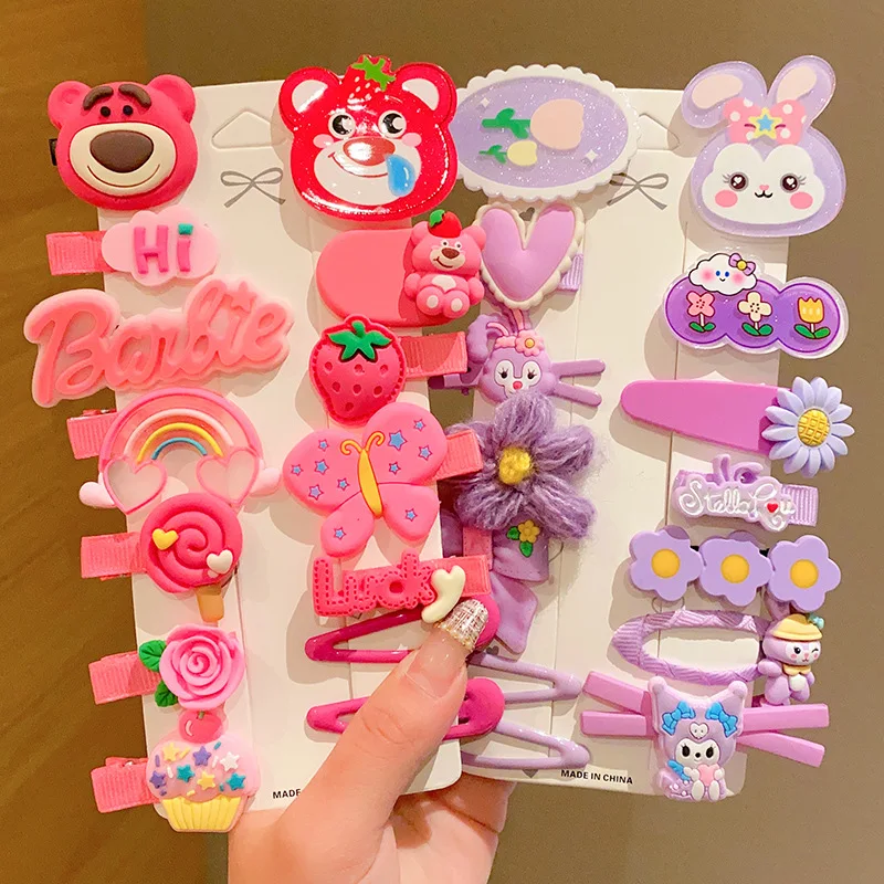 

14 pc/set Children bangs Clip Girl's Broken Hair Clip Headwear Cute Strawberry Bear Hair Clip Set Kids Hair Accessories