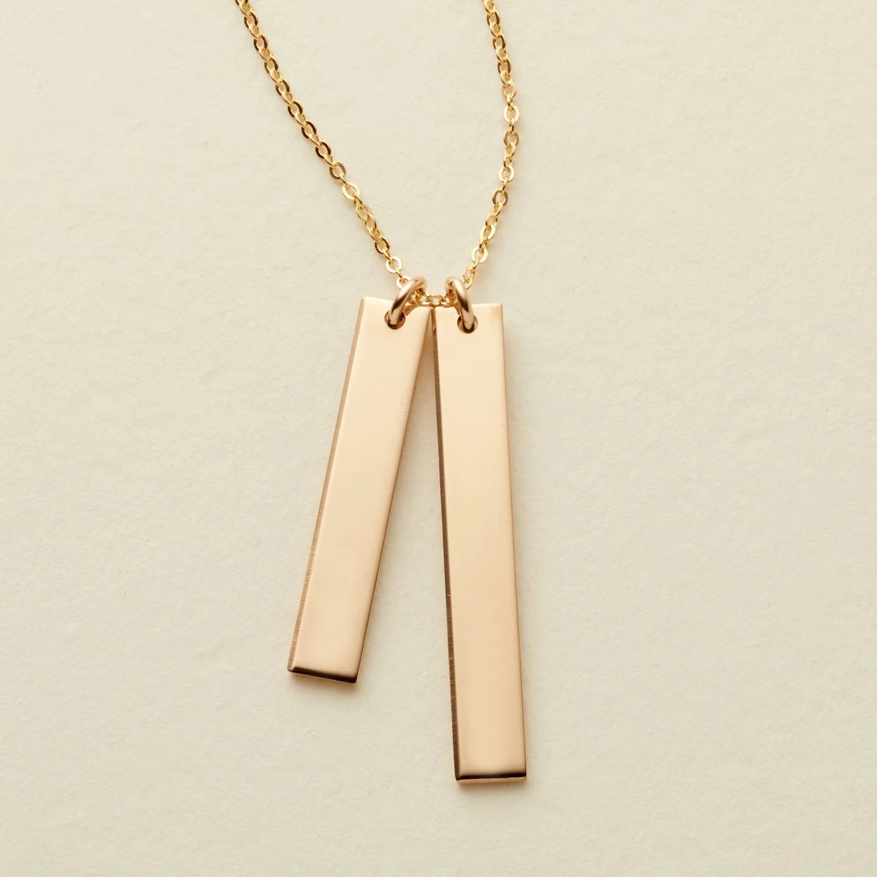 

Minimalist 316L Stainless Steel 14K Gold Plated Double Bar Pendant Necklace Custom Name Necklace for Women Men Custom Gift, 14k gold, silver, rose gold