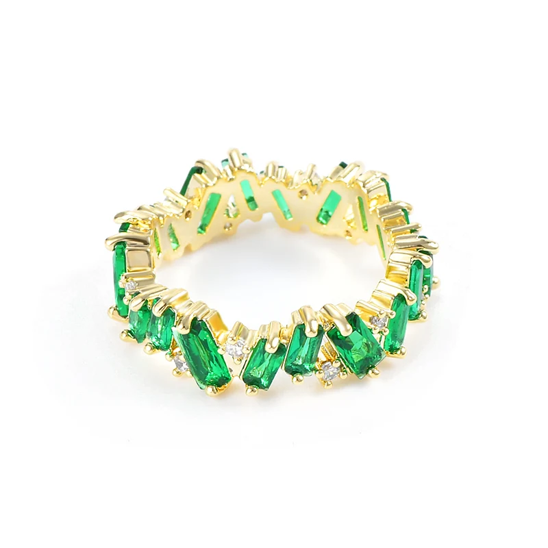 

JZ10407 Fashion cute green cubic zirconia rings gold plated jewelry women